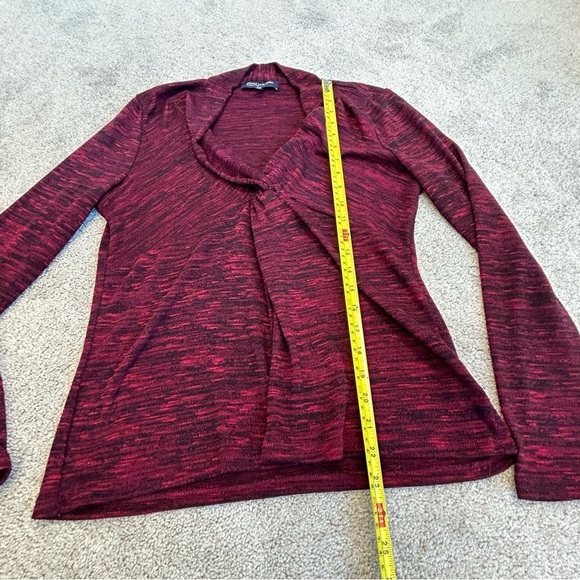 JONES New York Signature Petite Ruched heathered red long sleeve top blouse Sz M - Picture 8 of 11